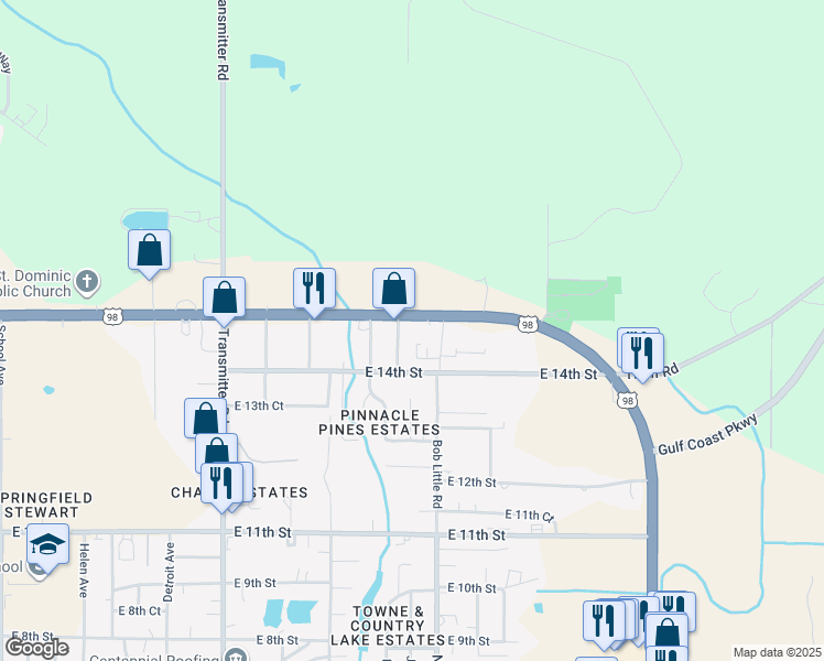 map of restaurants, bars, coffee shops, grocery stores, and more near 3926 East 15th Street in Panama City