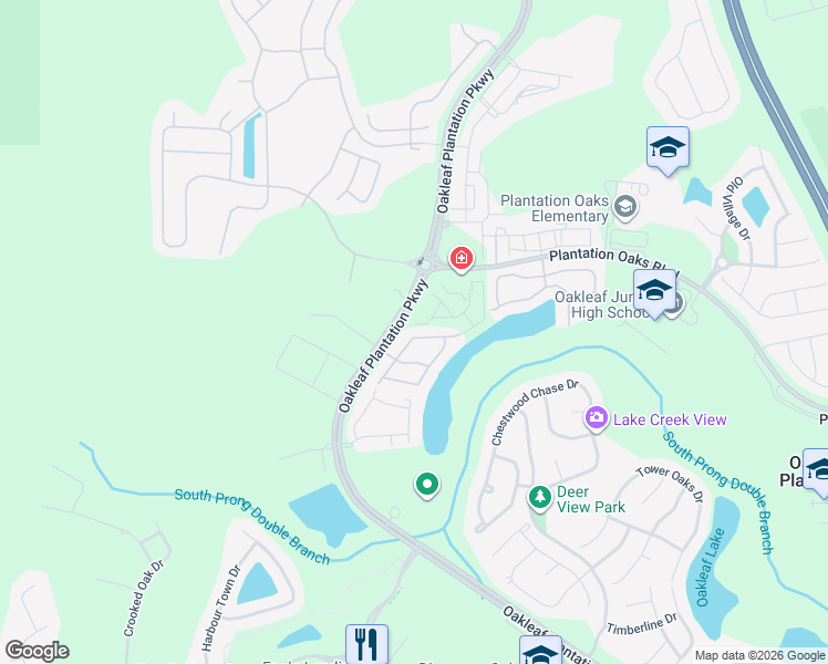 map of restaurants, bars, coffee shops, grocery stores, and more near 701 Crystal Way in Orange Park