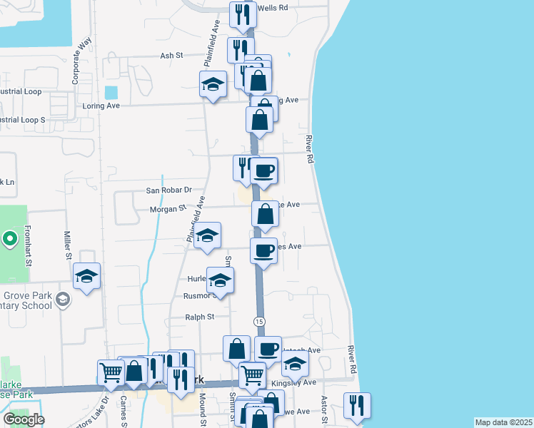 map of restaurants, bars, coffee shops, grocery stores, and more near 1310 Orange Circle North in Orange Park