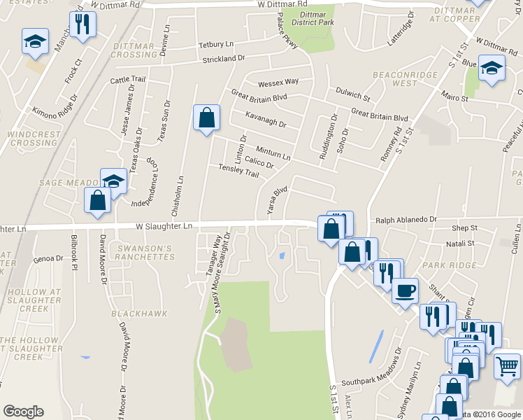 map of restaurants, bars, coffee shops, grocery stores, and more near in Austin
