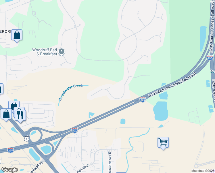 map of restaurants, bars, coffee shops, grocery stores, and more near 8019 Weatherby Court in Jacksonville