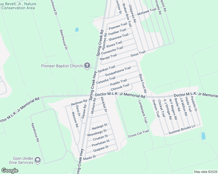 map of restaurants, bars, coffee shops, grocery stores, and more near 33 Pueblo Trail in Crawfordville