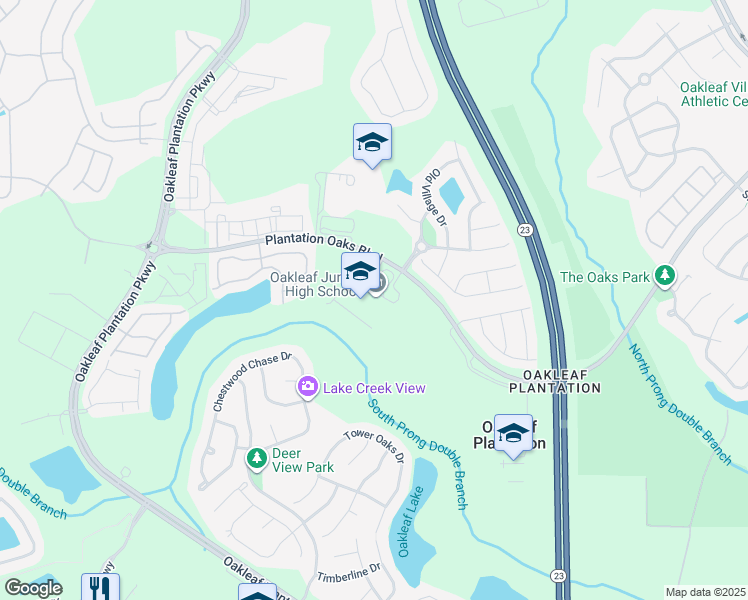 map of restaurants, bars, coffee shops, grocery stores, and more near 4085 Plantation Oaks Boulevard in Orange Park
