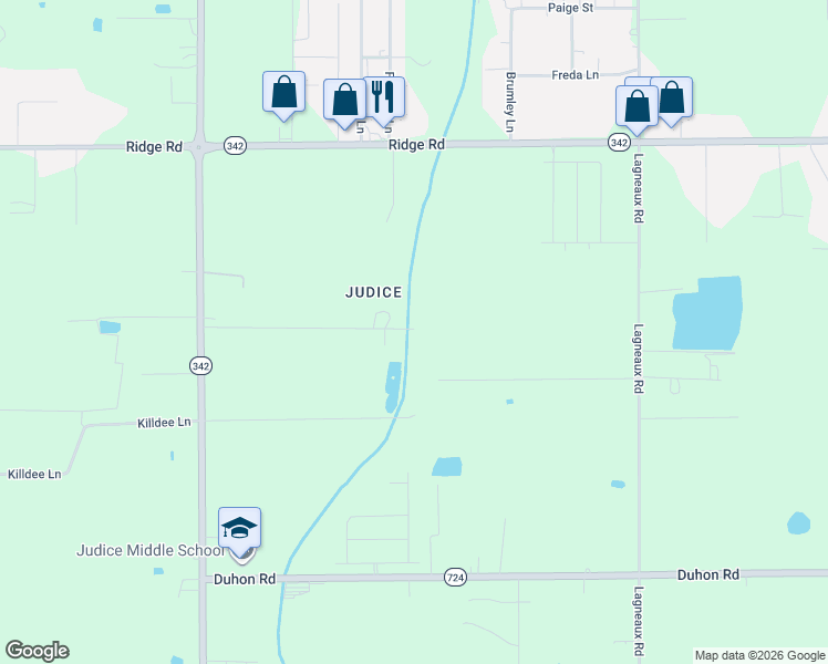 map of restaurants, bars, coffee shops, grocery stores, and more near 232 Lovely Road in Duson