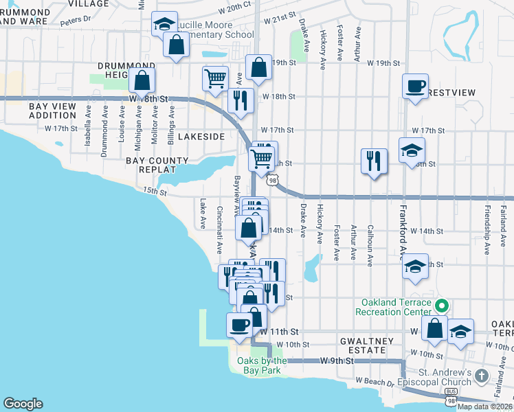 map of restaurants, bars, coffee shops, grocery stores, and more near 1500 Beck Avenue in Panama City