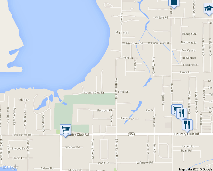map of restaurants, bars, coffee shops, grocery stores, and more near 4444 W Prien Lake Rd in Lake Charles