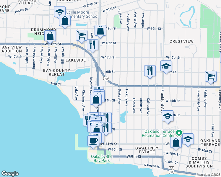 map of restaurants, bars, coffee shops, grocery stores, and more near 2809 15th Street in Panama City