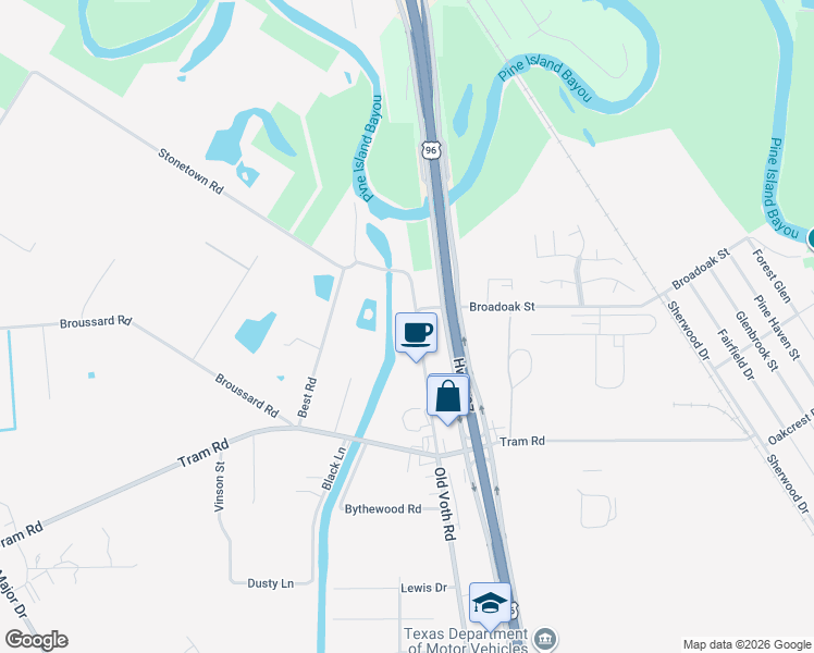 map of restaurants, bars, coffee shops, grocery stores, and more near 11395 Old Voth Road in Beaumont