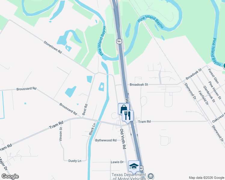 map of restaurants, bars, coffee shops, grocery stores, and more near 11395 Old Voth Road in Beaumont