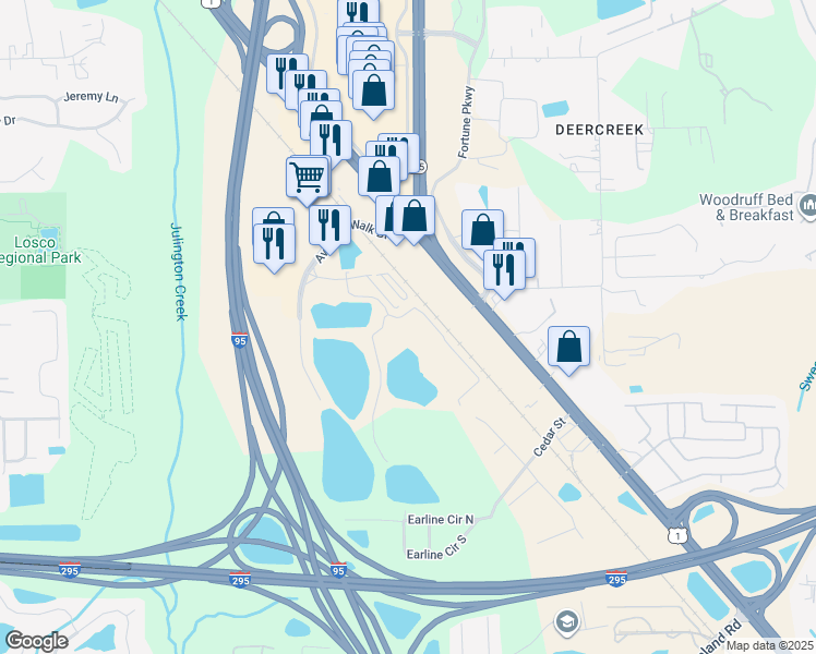 map of restaurants, bars, coffee shops, grocery stores, and more near 10564 Philips Highway in Jacksonville