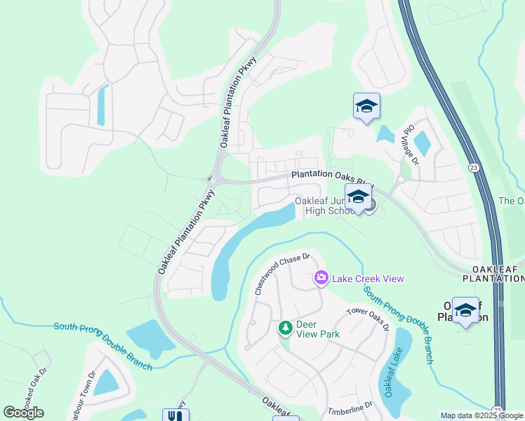 map of restaurants, bars, coffee shops, grocery stores, and more near 3945 Buckthorne Drive in Orange Park