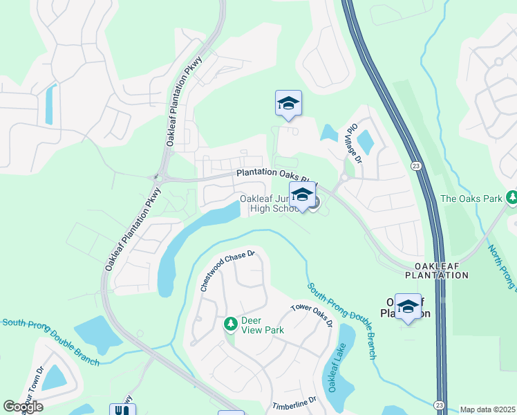 map of restaurants, bars, coffee shops, grocery stores, and more near 3620 Creswick Circle in Orange Park