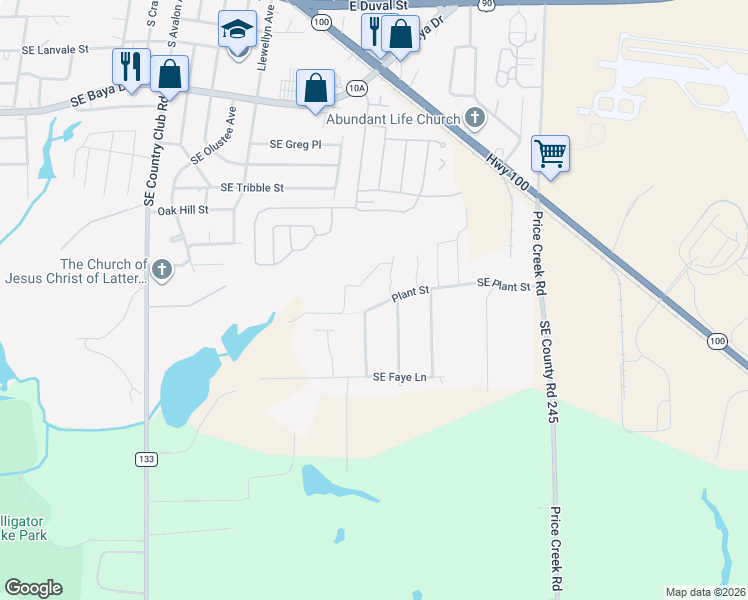 map of restaurants, bars, coffee shops, grocery stores, and more near 529 Plant Street in Lake City