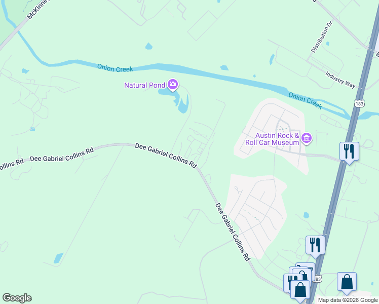 map of restaurants, bars, coffee shops, grocery stores, and more near 7904 Dee Gabriel Collins Road in Austin