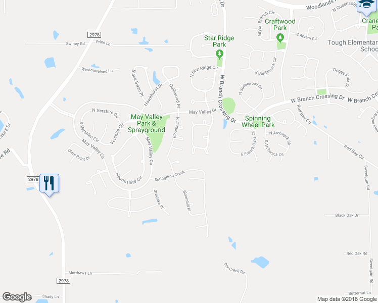 map of restaurants, bars, coffee shops, grocery stores, and more near 10 Milepost Court in Spring