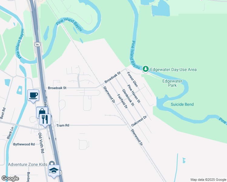 map of restaurants, bars, coffee shops, grocery stores, and more near 11365 Fairfield Drive in Beaumont
