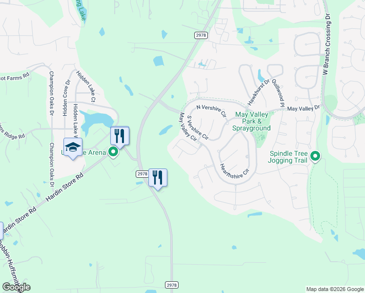 map of restaurants, bars, coffee shops, grocery stores, and more near 38 Spotted Lily Way in Magnolia