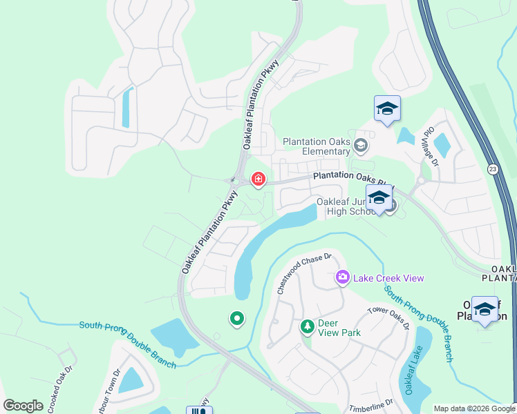 map of restaurants, bars, coffee shops, grocery stores, and more near 596 Crystal Way in Orange Park