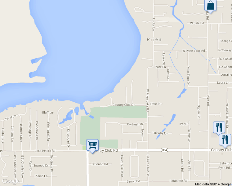 map of restaurants, bars, coffee shops, grocery stores, and more near 4508 Country Club Place in Lake Charles