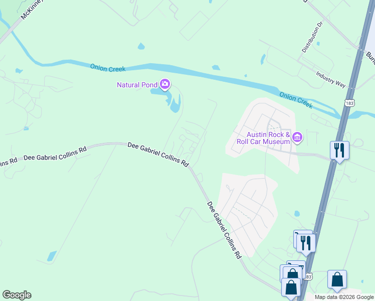 map of restaurants, bars, coffee shops, grocery stores, and more near 7904 Dee Gabriel Collins Road in Austin