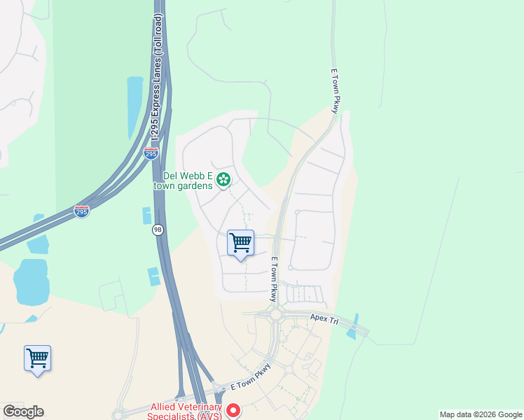 map of restaurants, bars, coffee shops, grocery stores, and more near 10677 Town View Drive in Jacksonville