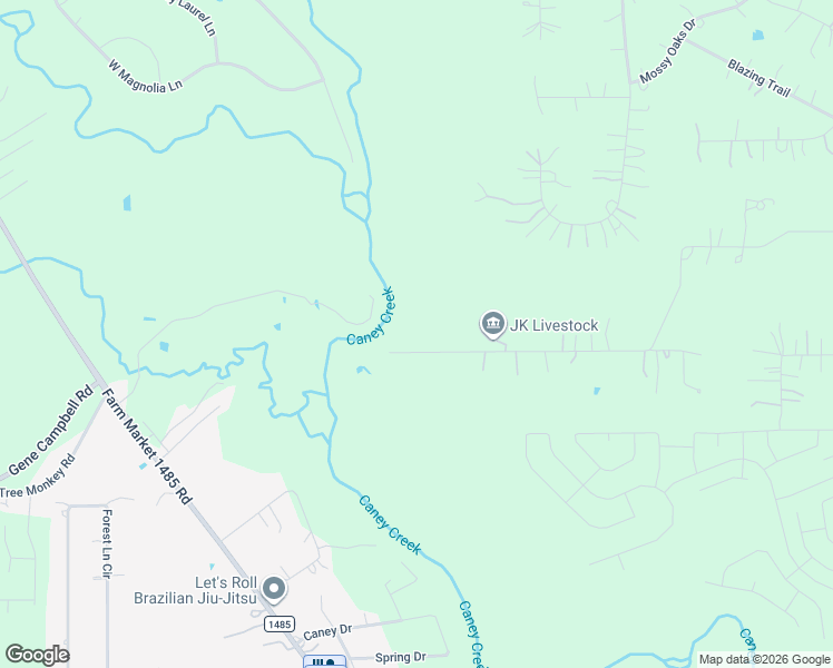 map of restaurants, bars, coffee shops, grocery stores, and more near 22115 Brook Forest Road in New Caney
