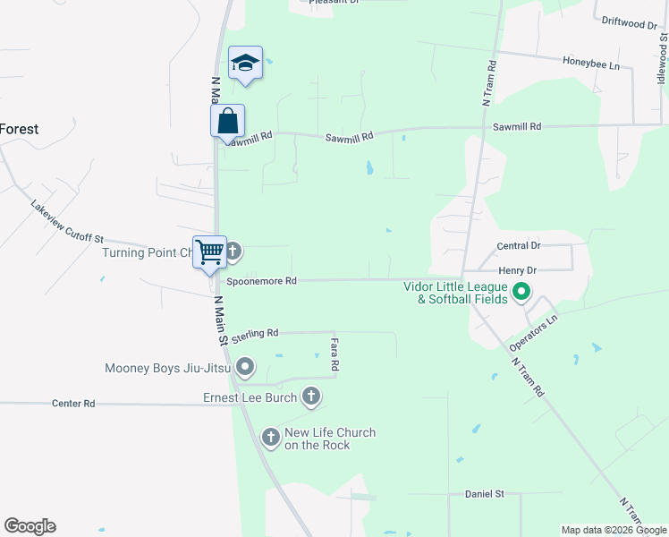 map of restaurants, bars, coffee shops, grocery stores, and more near 545 Spoonemore Road in Vidor