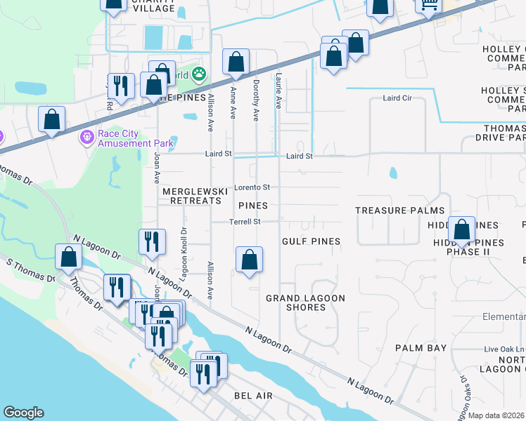 map of restaurants, bars, coffee shops, grocery stores, and more near 2522 Dorothy Ave in Panama City Beach