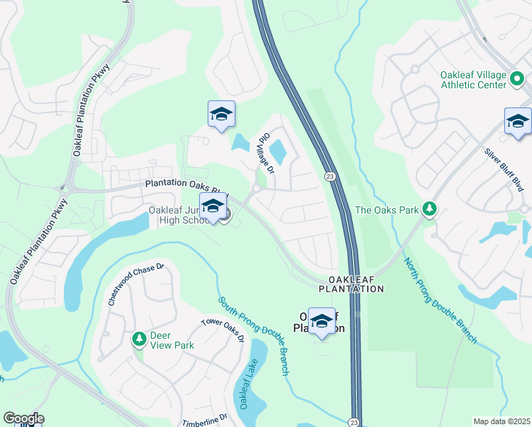 map of restaurants, bars, coffee shops, grocery stores, and more near 4003 Leatherwood Drive in Orange Park