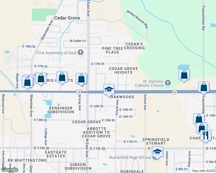 map of restaurants, bars, coffee shops, grocery stores, and more near 1518 Bob Loftin Road in Panama City