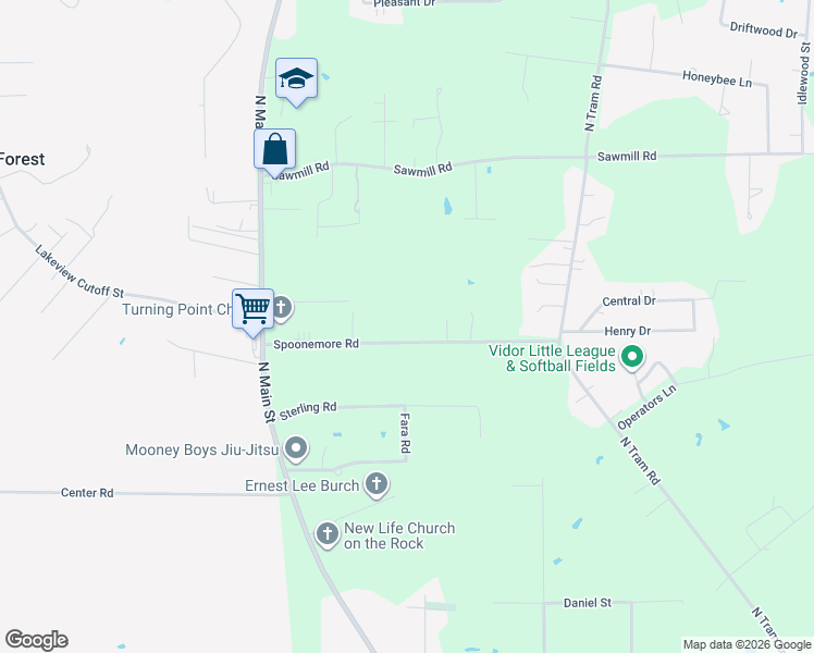map of restaurants, bars, coffee shops, grocery stores, and more near 545 Spoonemore Road in Vidor