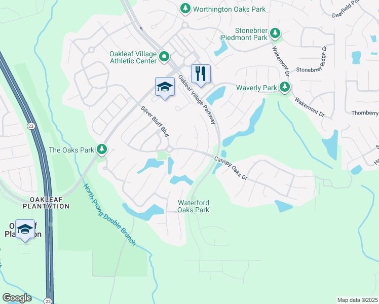 map of restaurants, bars, coffee shops, grocery stores, and more near 1234 Bedrock Drive in Orange Park