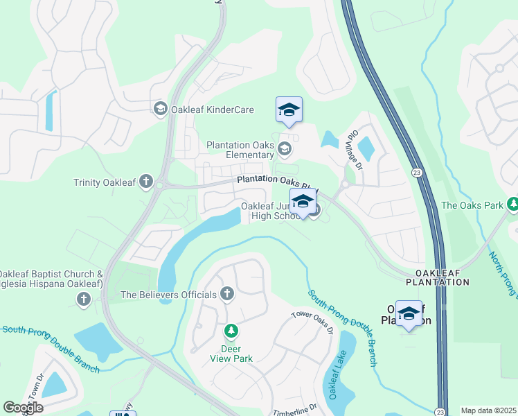 map of restaurants, bars, coffee shops, grocery stores, and more near 3625A Creswick Circle in Orange Park