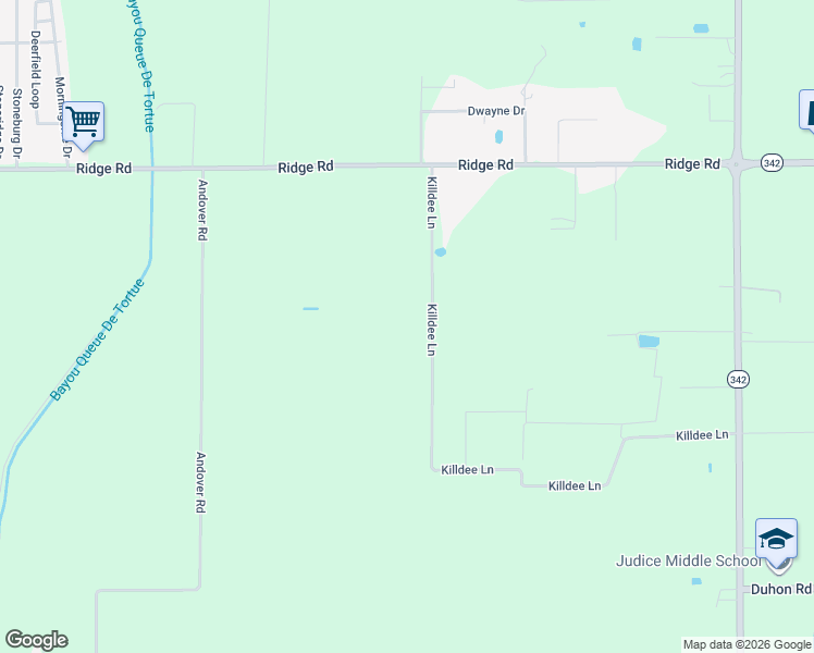map of restaurants, bars, coffee shops, grocery stores, and more near 801 Killdee Lane in Duson