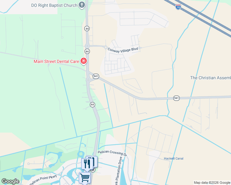 map of restaurants, bars, coffee shops, grocery stores, and more near 6176 Brewerton Road in Gonzales