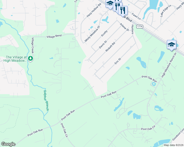 map of restaurants, bars, coffee shops, grocery stores, and more near 29619 Hunters in Magnolia