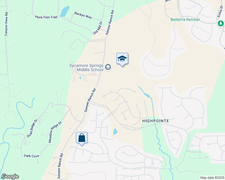 map of restaurants, bars, coffee shops, grocery stores, and more near 116 Big Sky Cove in Austin