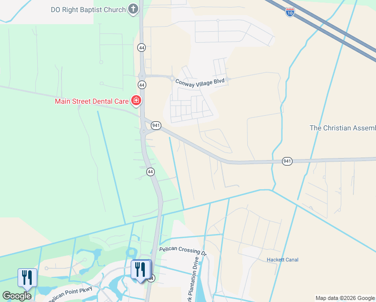 map of restaurants, bars, coffee shops, grocery stores, and more near 6176 Brewerton Road in Gonzales