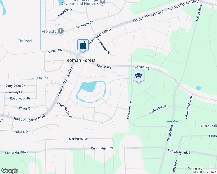map of restaurants, bars, coffee shops, grocery stores, and more near 2655 Fountain View Street in New Caney