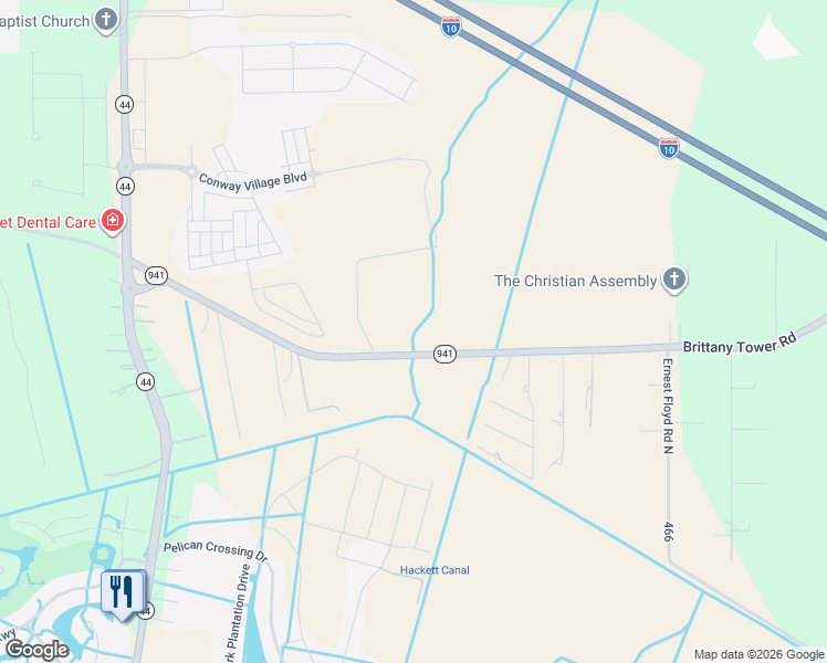 map of restaurants, bars, coffee shops, grocery stores, and more near 41406 Brittany Tower Road in Gonzales