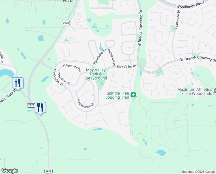 map of restaurants, bars, coffee shops, grocery stores, and more near 219 Bloomhill Place in Magnolia