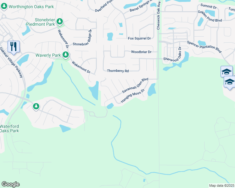 map of restaurants, bars, coffee shops, grocery stores, and more near 664 Morning Mist Way in Orange Park