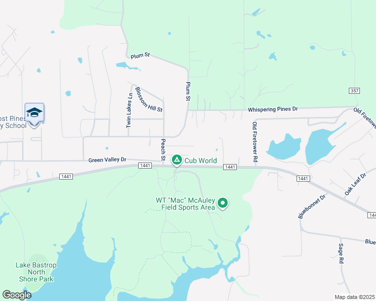 map of restaurants, bars, coffee shops, grocery stores, and more near 124 Wilson Street in Bastrop