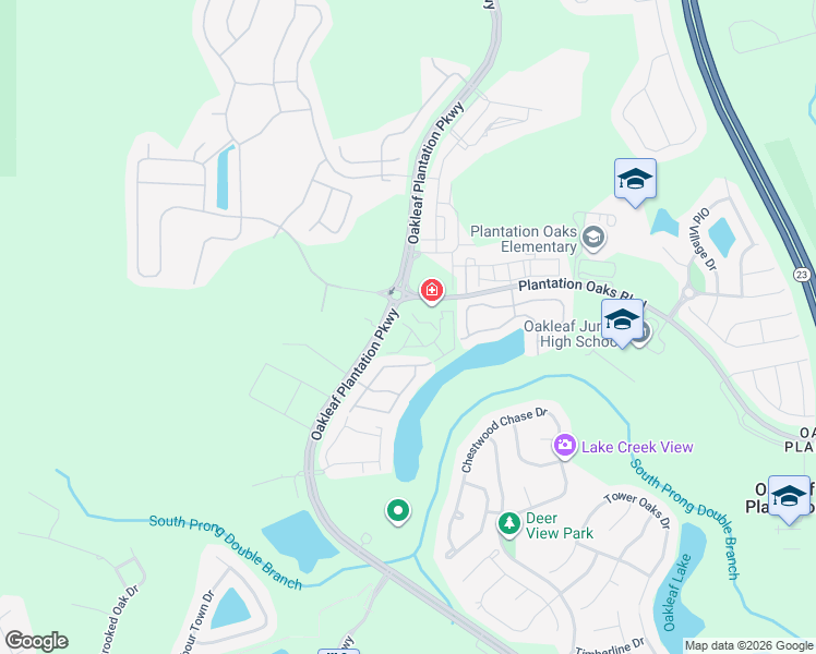 map of restaurants, bars, coffee shops, grocery stores, and more near 596 Crystal Way in Orange Park