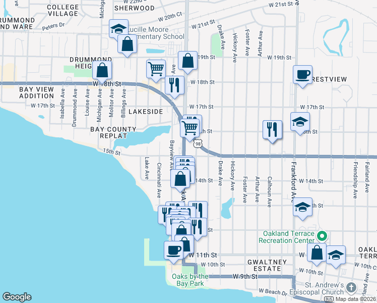 map of restaurants, bars, coffee shops, grocery stores, and more near 1500 Beck Avenue in Panama City