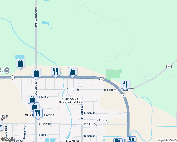 map of restaurants, bars, coffee shops, grocery stores, and more near 4909-5107 East 15th Street in Panama City