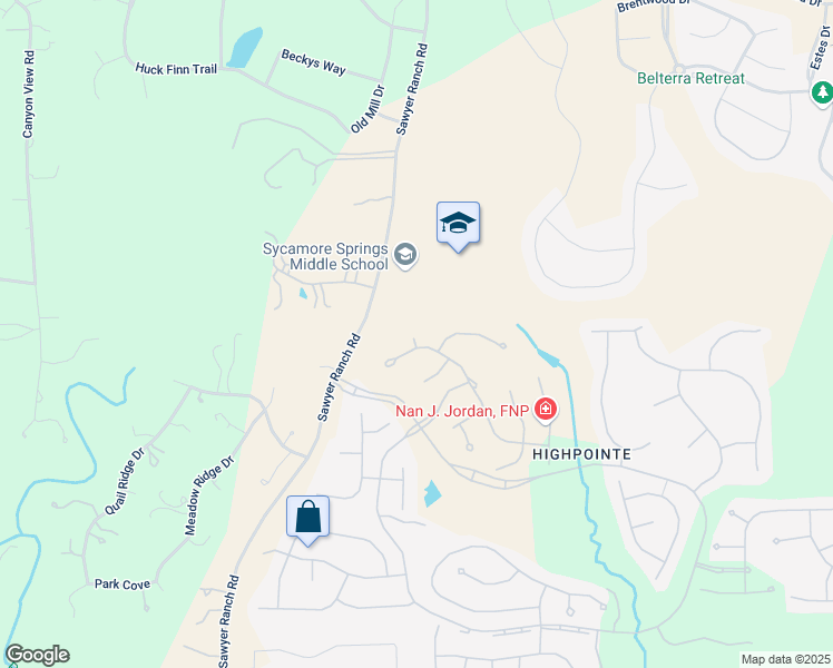 map of restaurants, bars, coffee shops, grocery stores, and more near 116 Big Sky Cove in Austin