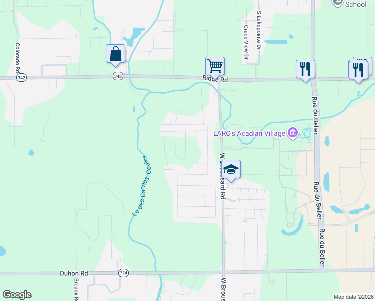 map of restaurants, bars, coffee shops, grocery stores, and more near 162 Day Road in Lafayette