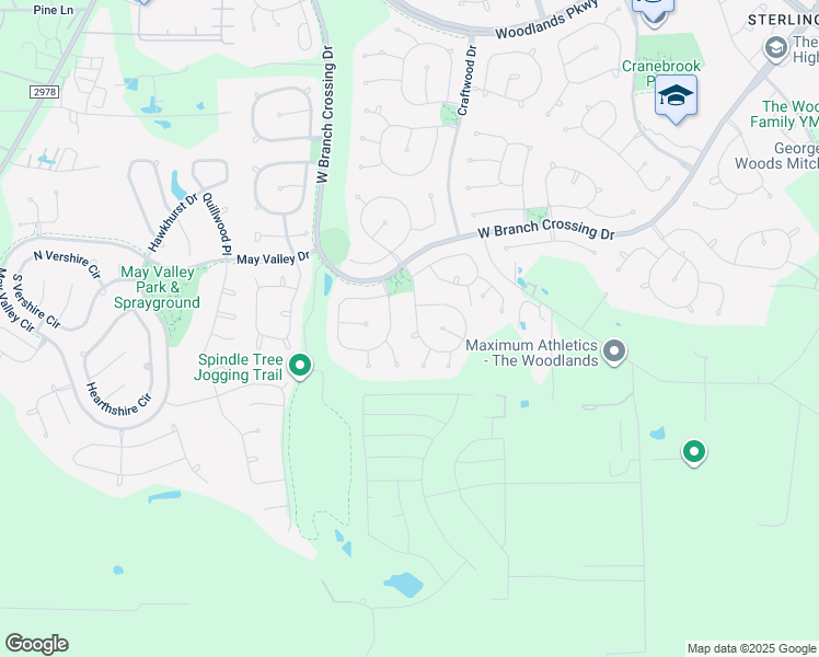 map of restaurants, bars, coffee shops, grocery stores, and more near 38 Robin Caper Court in Spring