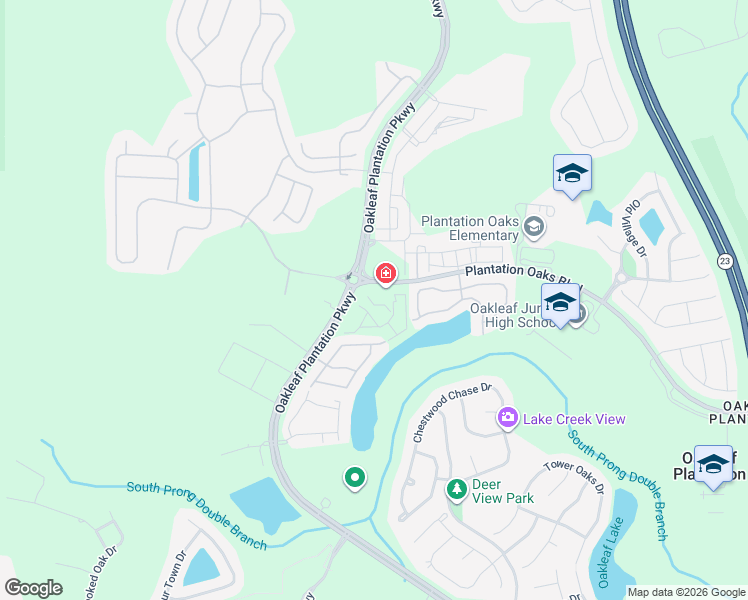 map of restaurants, bars, coffee shops, grocery stores, and more near 596 Crystal Way in Orange Park